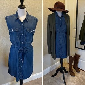 Sleeveless Calvin Klein Chambray Dress! Knee Length